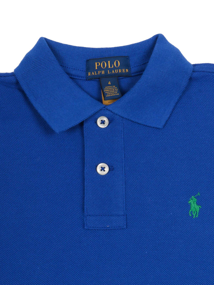 Ss Kc-Tops-Knit Blue Cotton Short Sleeves Polo