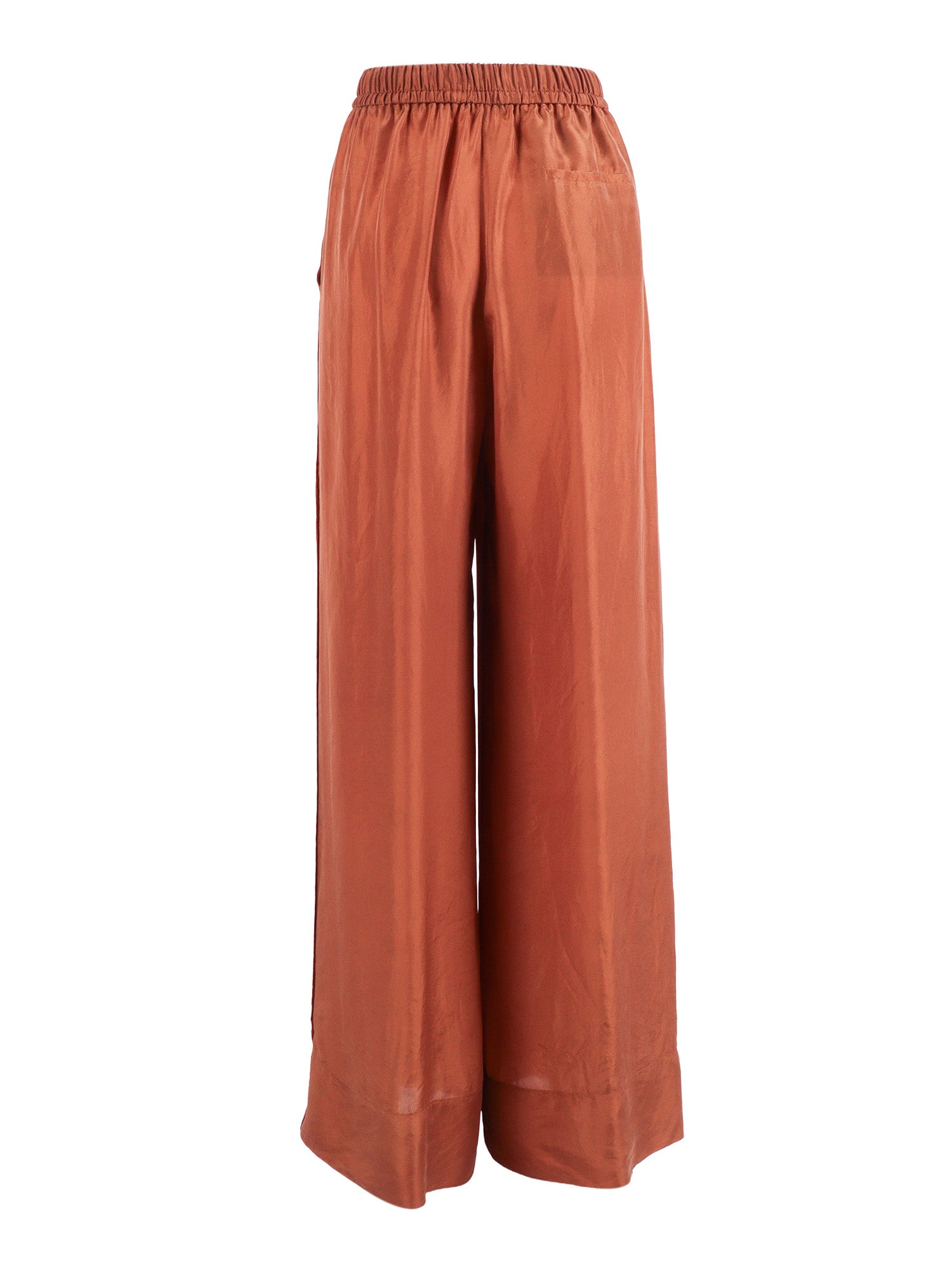 Drawstring Trousers Silk Habotai Brown