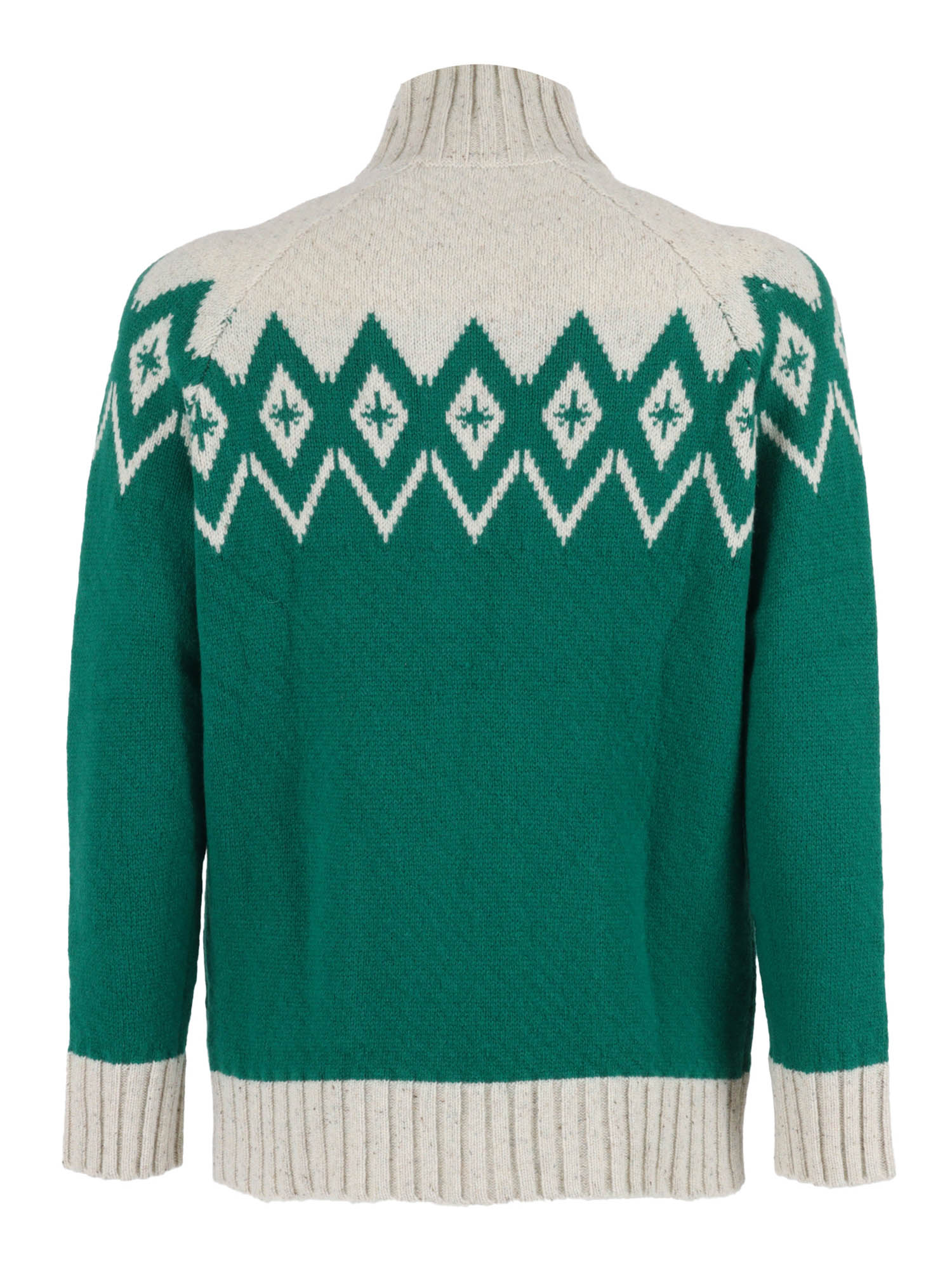 T Neck Cardigan White Wool