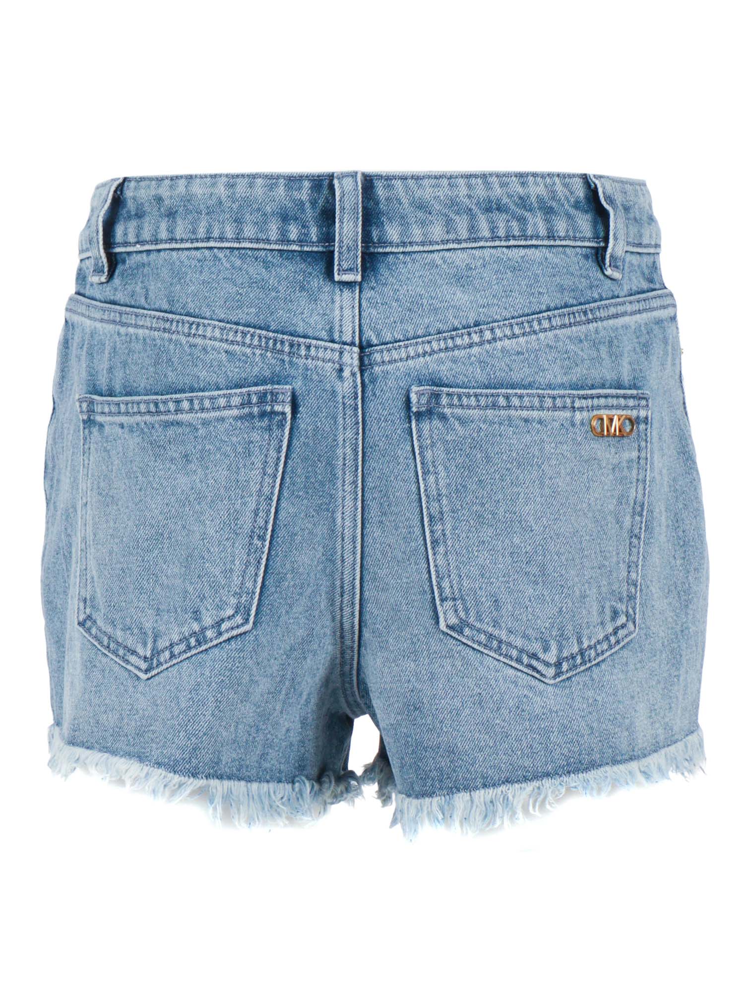 GINGHAM FLAT FRNT SHORT Blue Cotton Bermuda