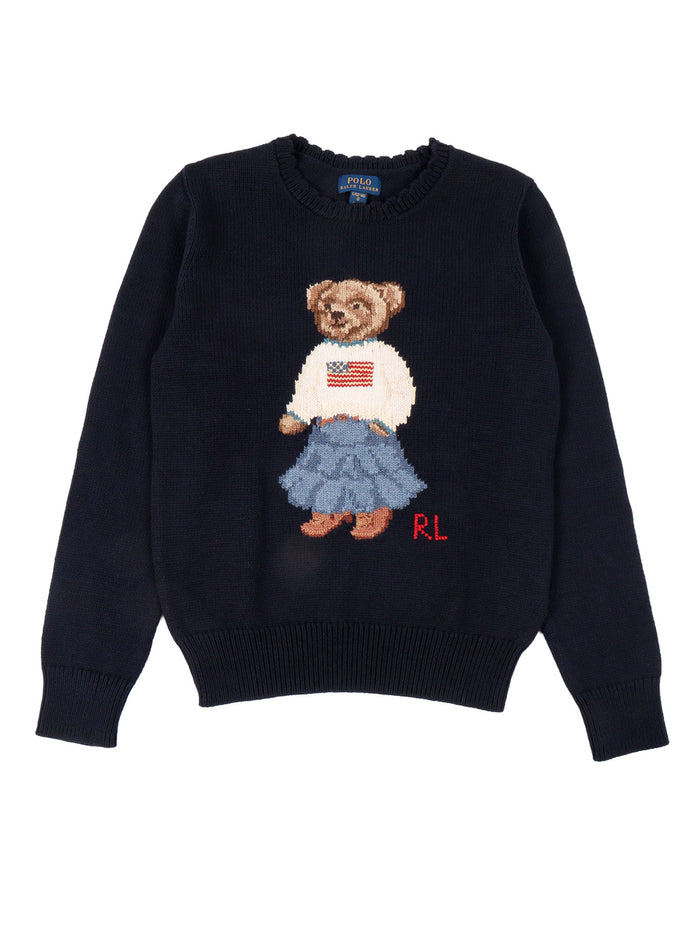 ICONIC BEAR-TOPS-SWEATER Blue Cotton Crewneck