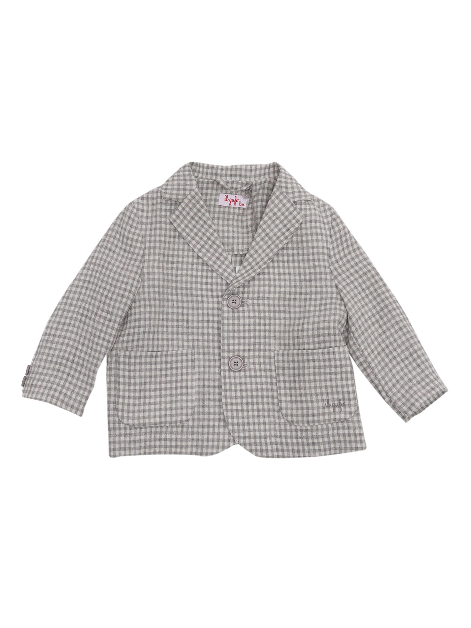 SQUARED ROCK BLAZER Grey Linen Pockets Lining Cotton Jacket
