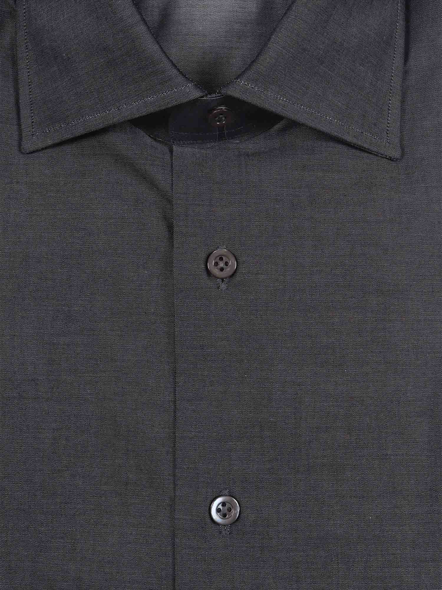 Twill Slim Fit Shirt Grey Cotton