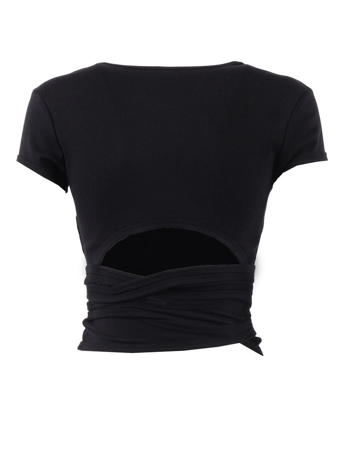 Jersey Tops Black Cotton Elastane Top