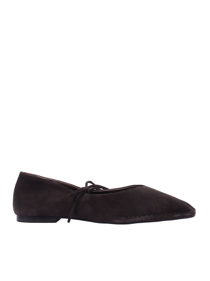 Sway Suede Coffee Brown Leather Ballet Flats Altezza Tacco 1 Cm Flat Shoes
