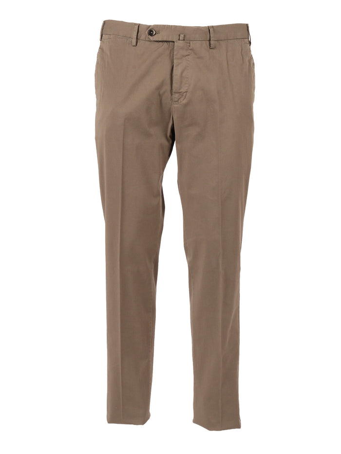 SLIM, Flat Front, Diagonal Pockets, Unfinished B. Tortora Cotton Elastane Pant