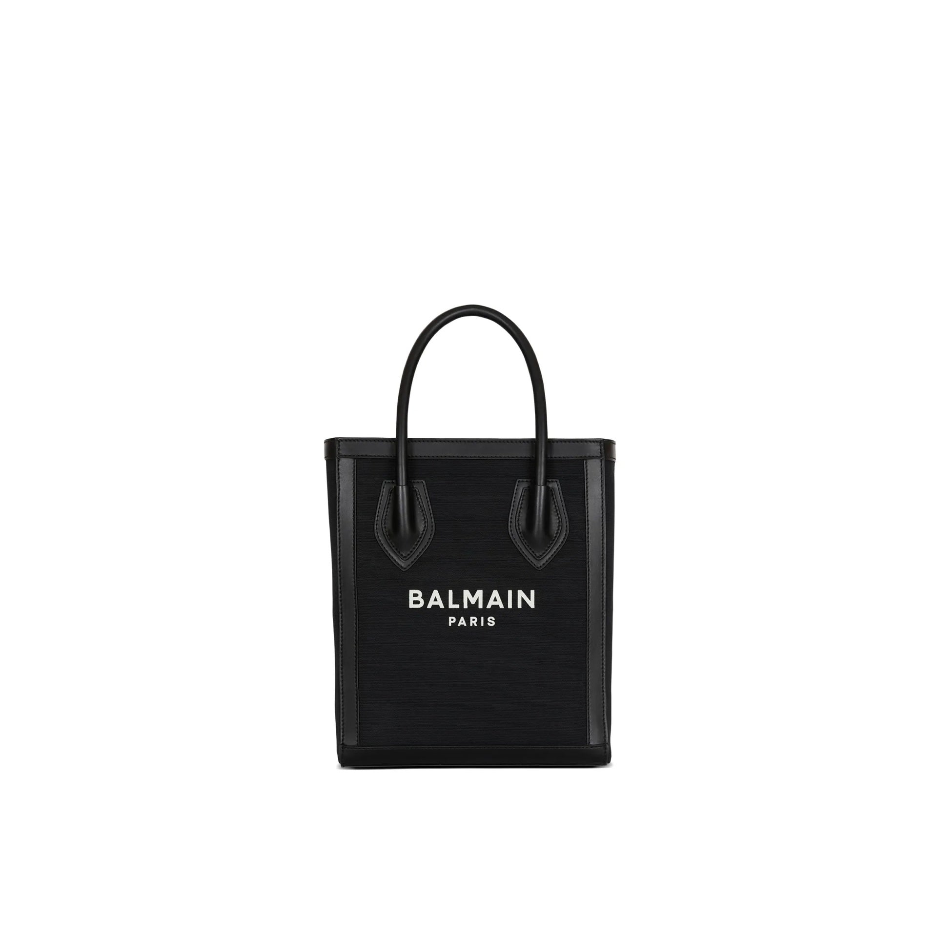 Leather-Trimmed Canvas Tote Bag Black Cotton