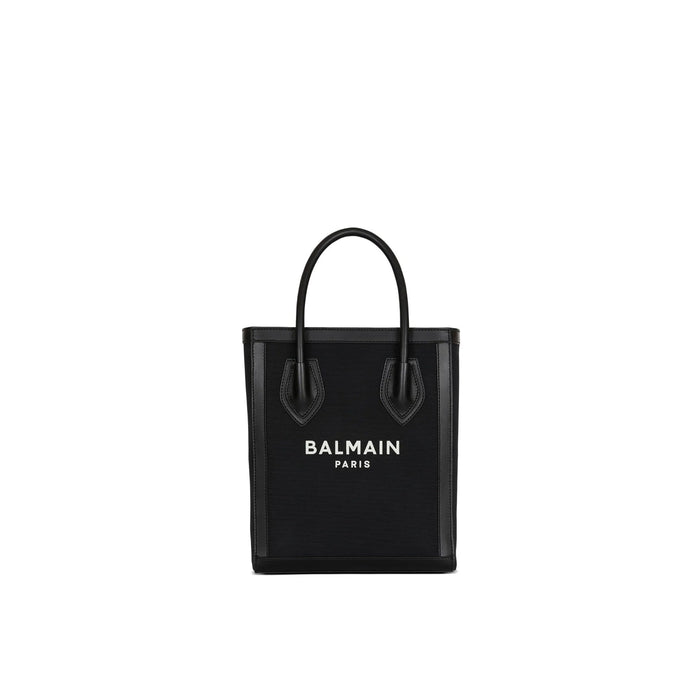 Leather-Trimmed Canvas Tote Bag Black Cotton