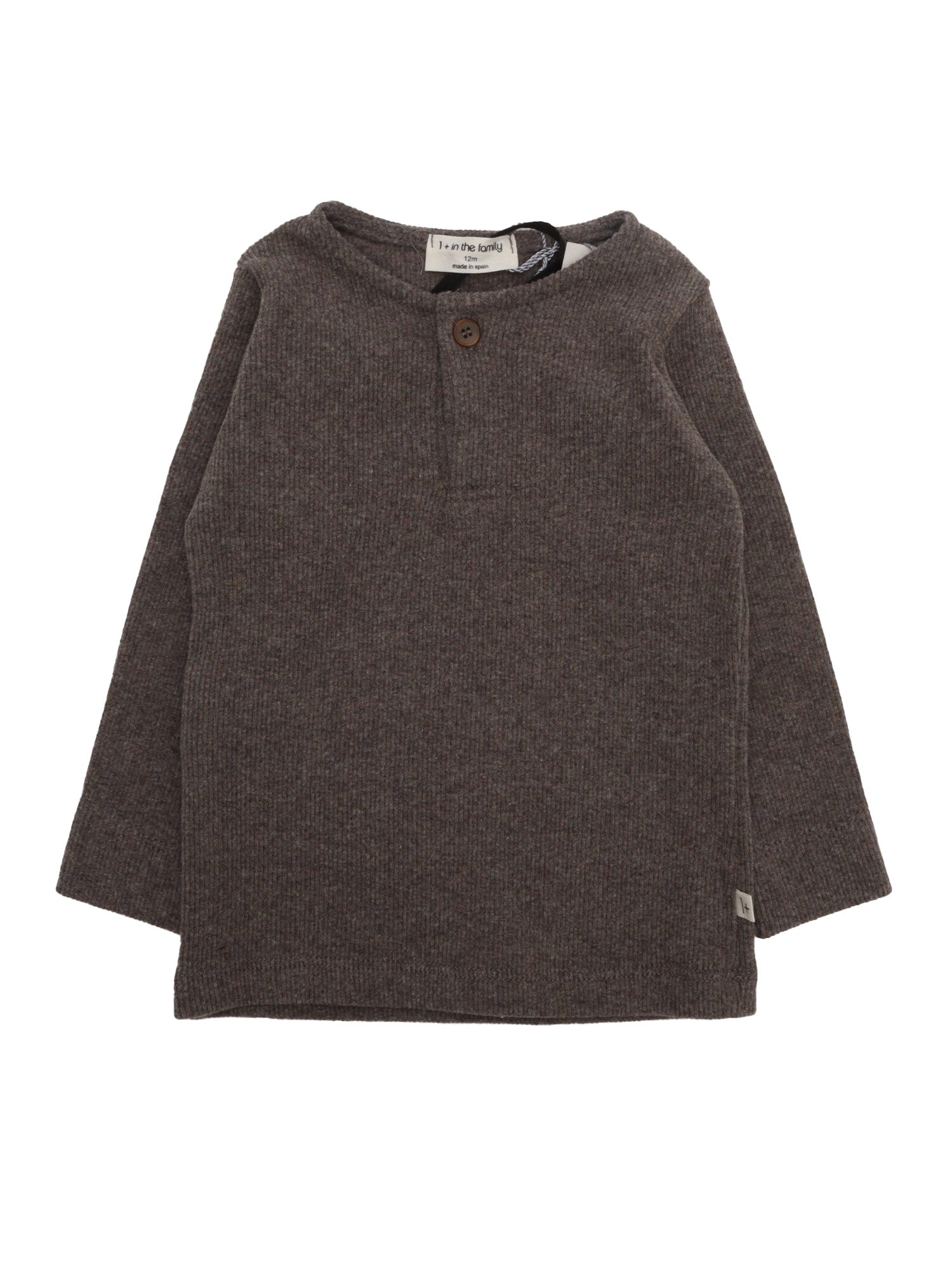 Henley T-Shirt Grey Cotton Acrylic Elastane Short Sleeves