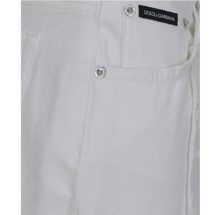 Denim Jeans White Cotton Elastane