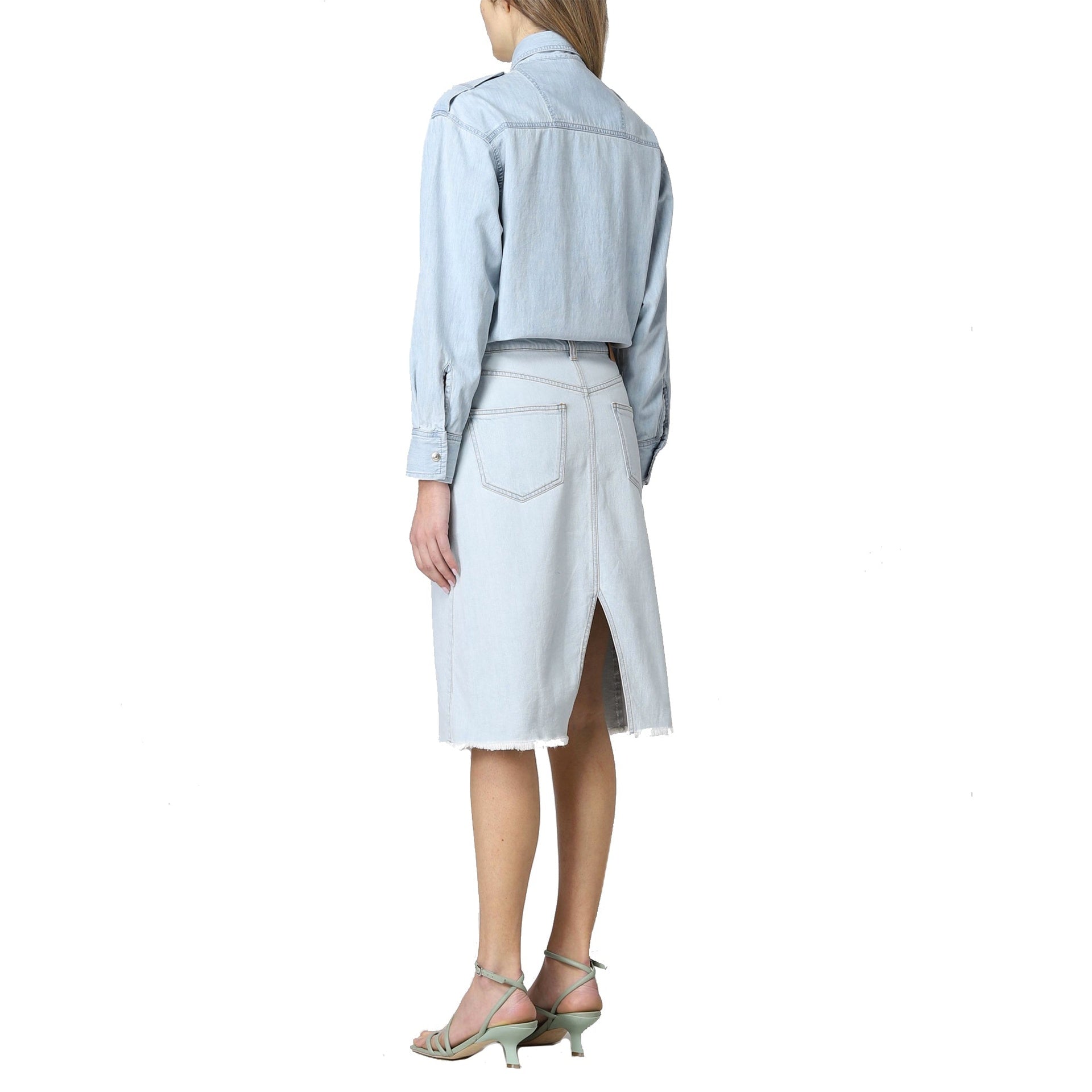 Stella Mccartney Denim Shirt Dress Blue Cotton Elastane