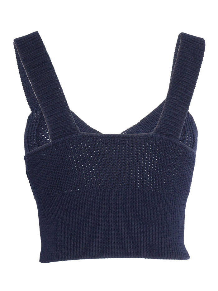 Perforated blue top Cotton