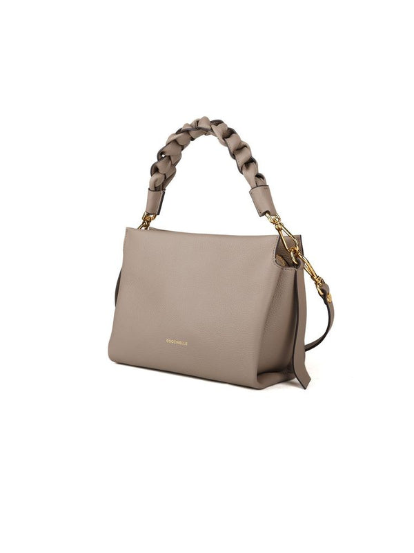 Coccinelle Mini Top Handle Bag Warm Taupe-Rosette Taupe/rosette Cowhide / Top-handle-bags