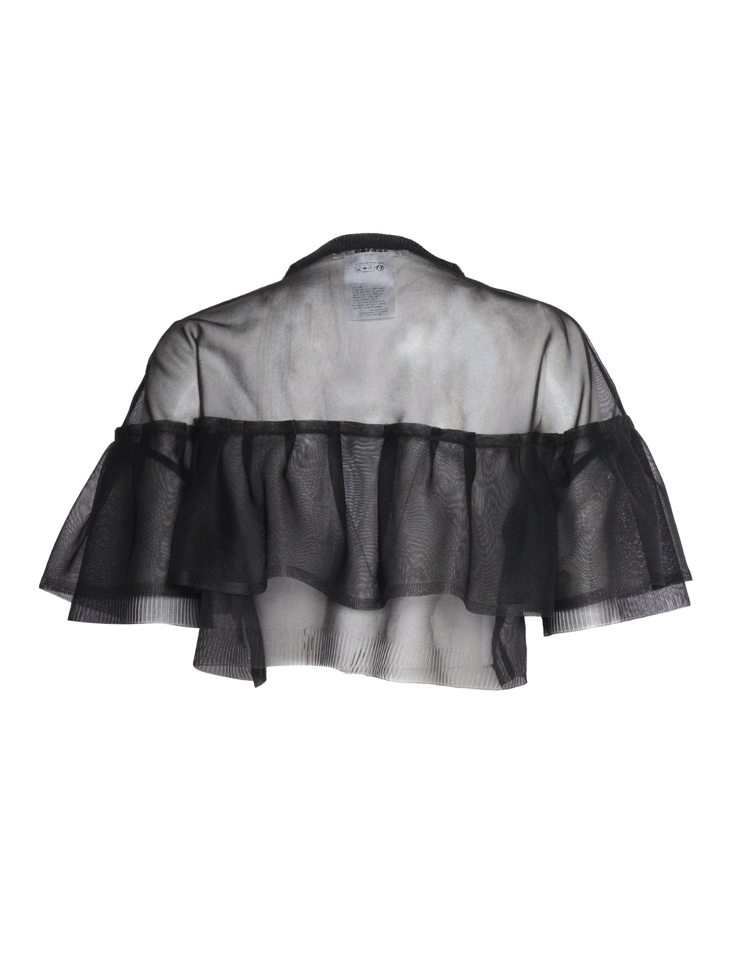 Transparent shirt with ruffle Black Polyamide Polyester Top