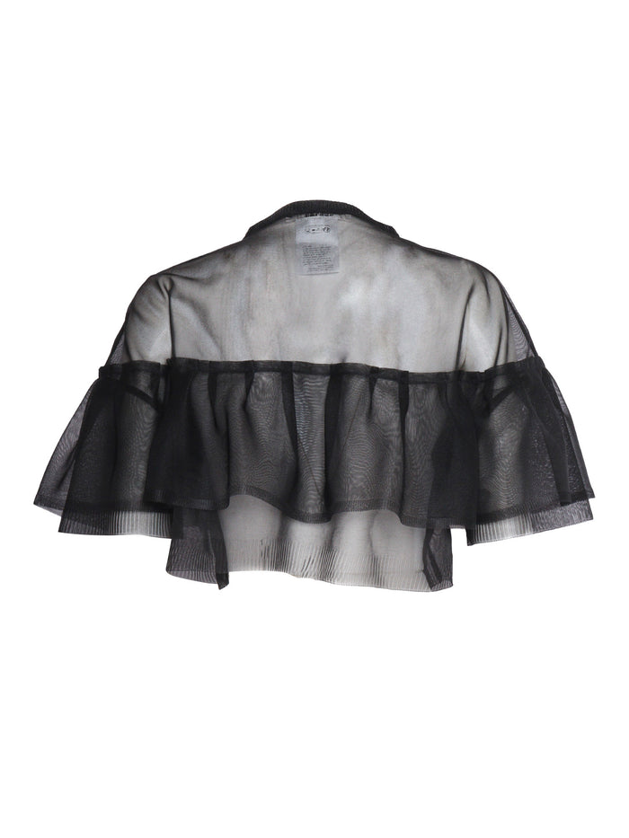 Transparent shirt with ruffle Black Polyamide Polyester Top