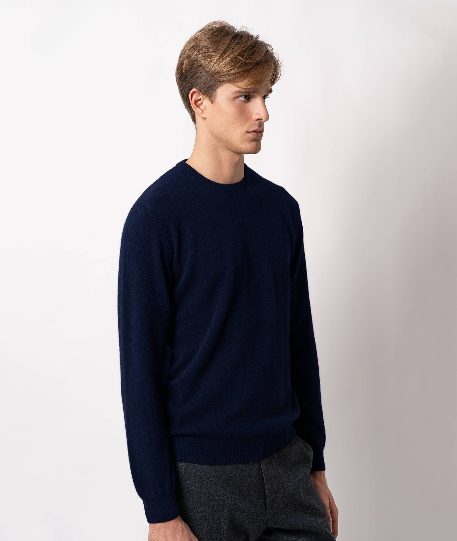 Crewneck Cashmere Sweater Ottawa Blue Basic Light Kintwear
