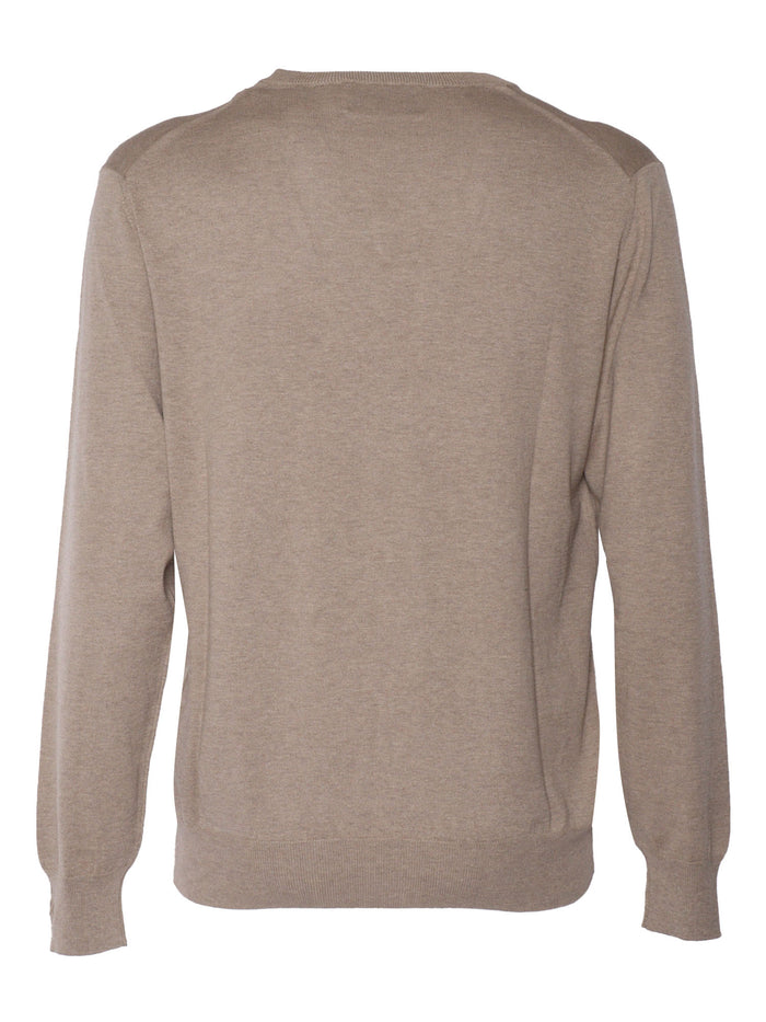 Brown pullover Silk Cotton V Neck