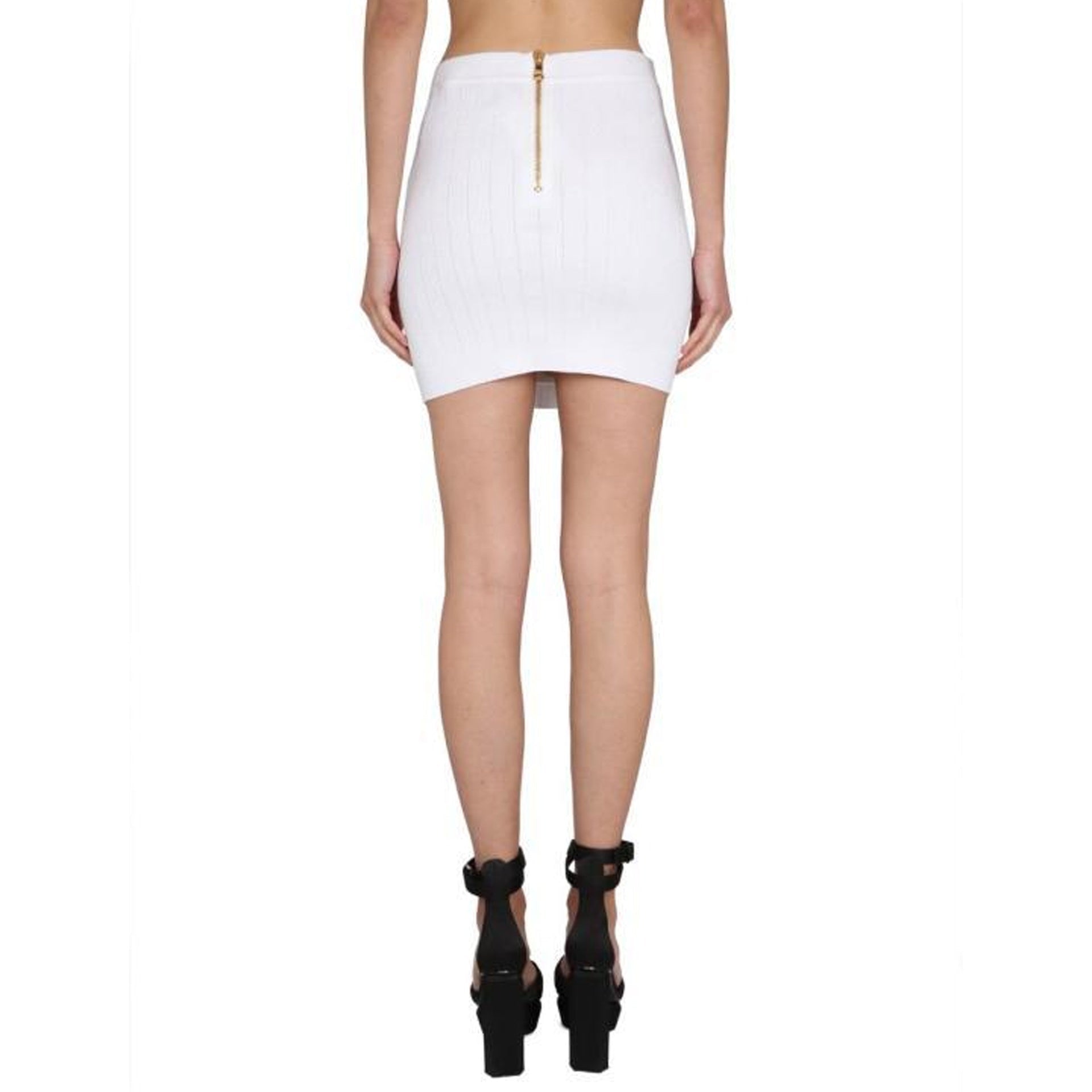 Stretch Mini Skirt White Polyester Viscose