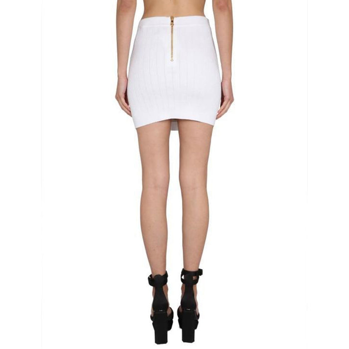 Stretch Mini Skirt White Polyester Viscose