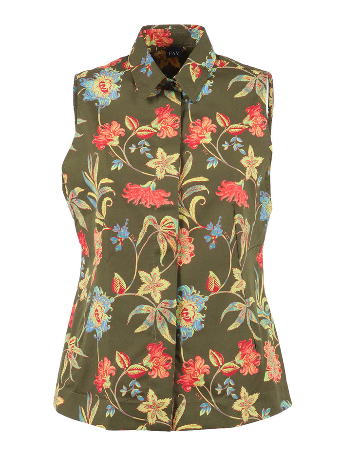 SLEEVELESS SHIRT Green Cotton