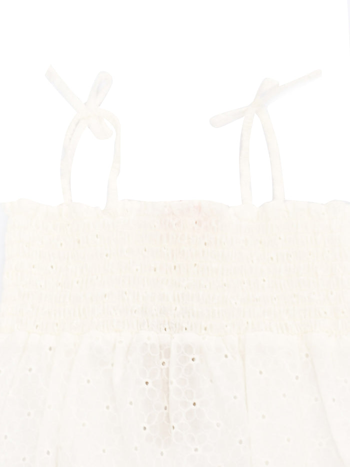 DUDU-COTTON DAISIES EMBROIDERY 01 White Romper