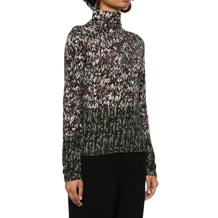 Loewe Cotton Long Sleeves T-Shirt Green Elastane