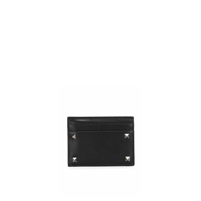 Garavani Rockstud Card Holder Black Calf Leather