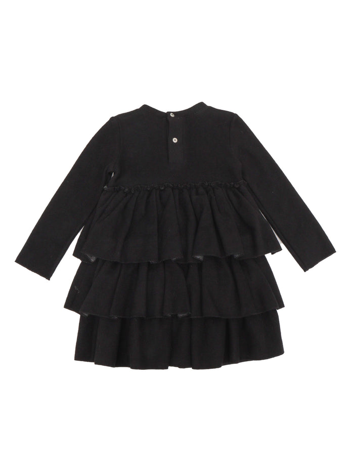 RUFFLED MILANO STITCHING DRESS Black