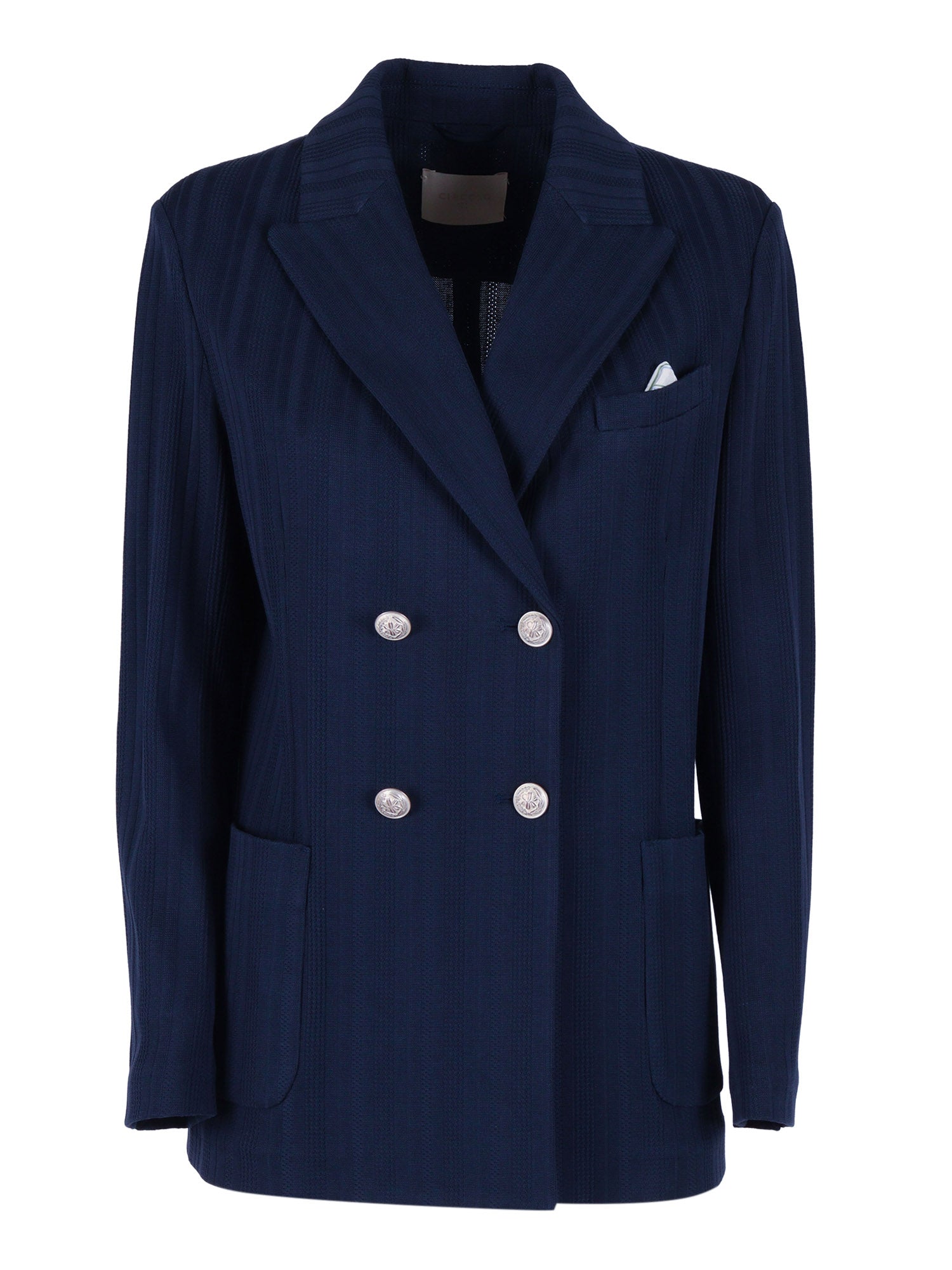Double-Breasted Co Blue Cotton� Jacket