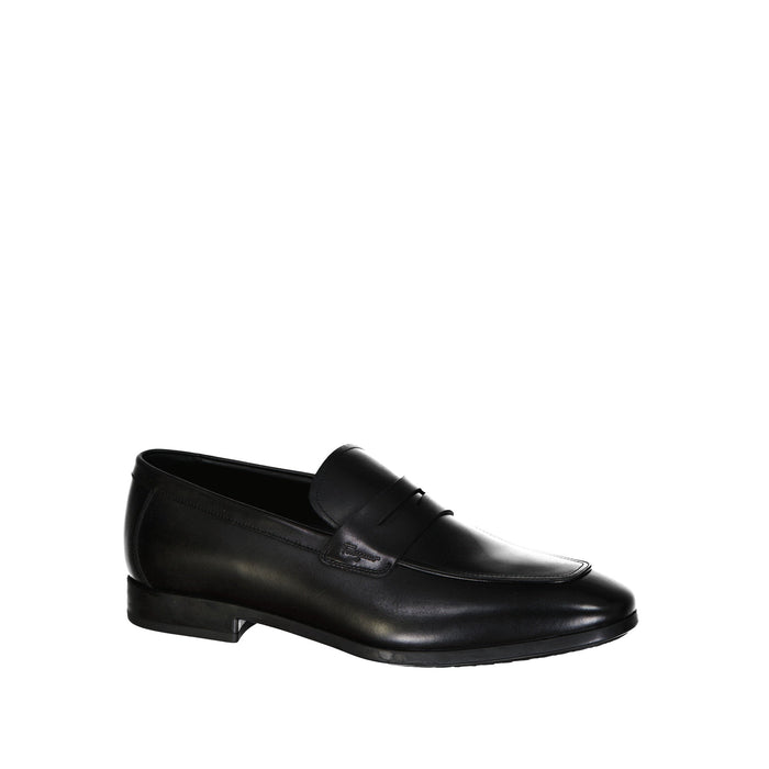 Gray Loafers Black Calf Leather