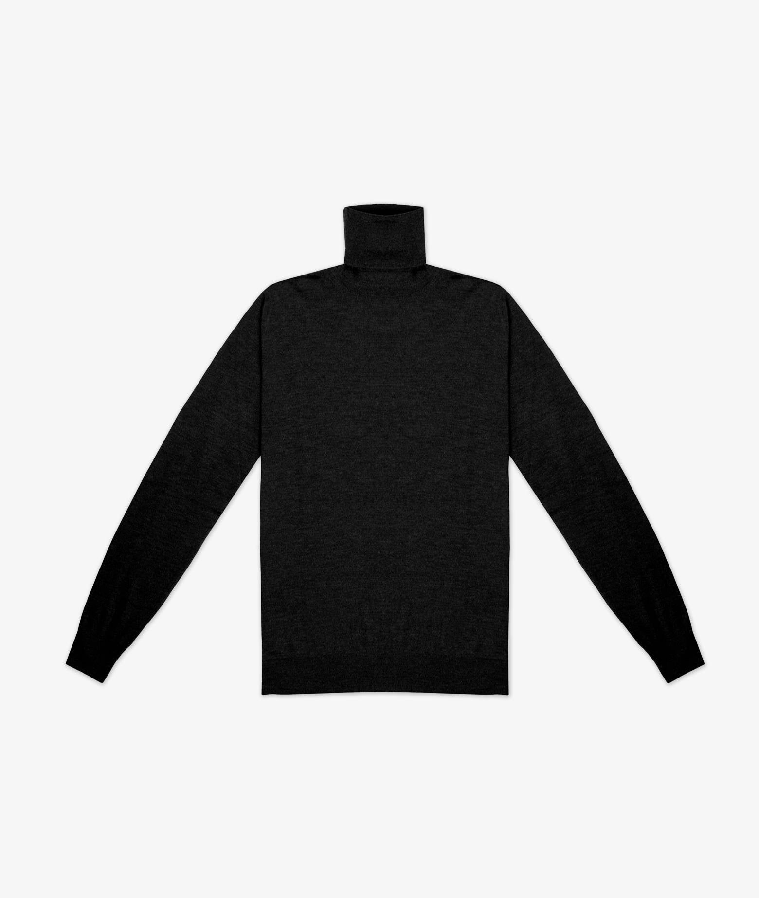 Turtleneck Cashmire And Silk Sweater Salisburgo Black High Turtle Neck