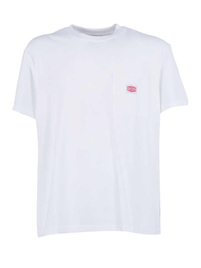 Parts & Service Pocket Tee White Cotton Polyester Short Sleeves T-shirt