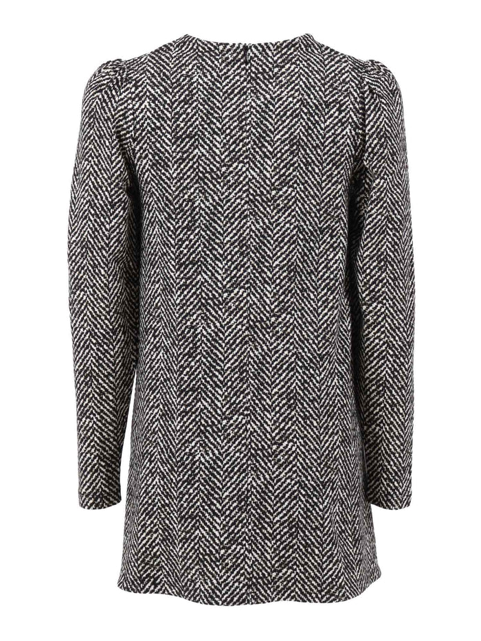 Long Sleeves Dress Grey Cotton Elastane Lining