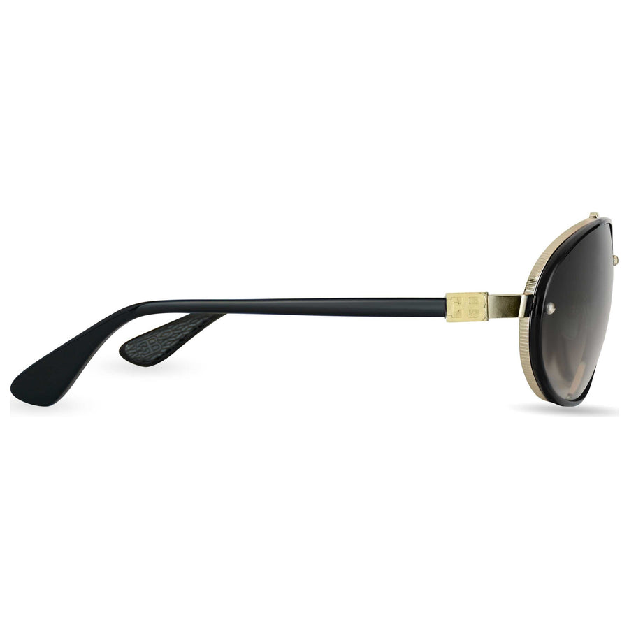 Preloved - Bugatti Mens 63mm Black White Gold Sunglasses 10-Bk-Wg One Color
