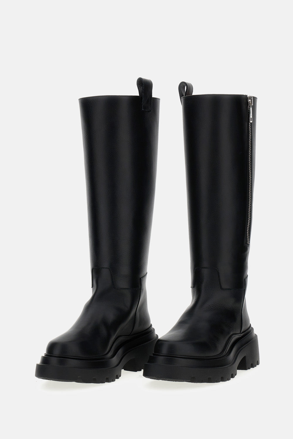 PLAN C Boots Black Calf Leather Metal