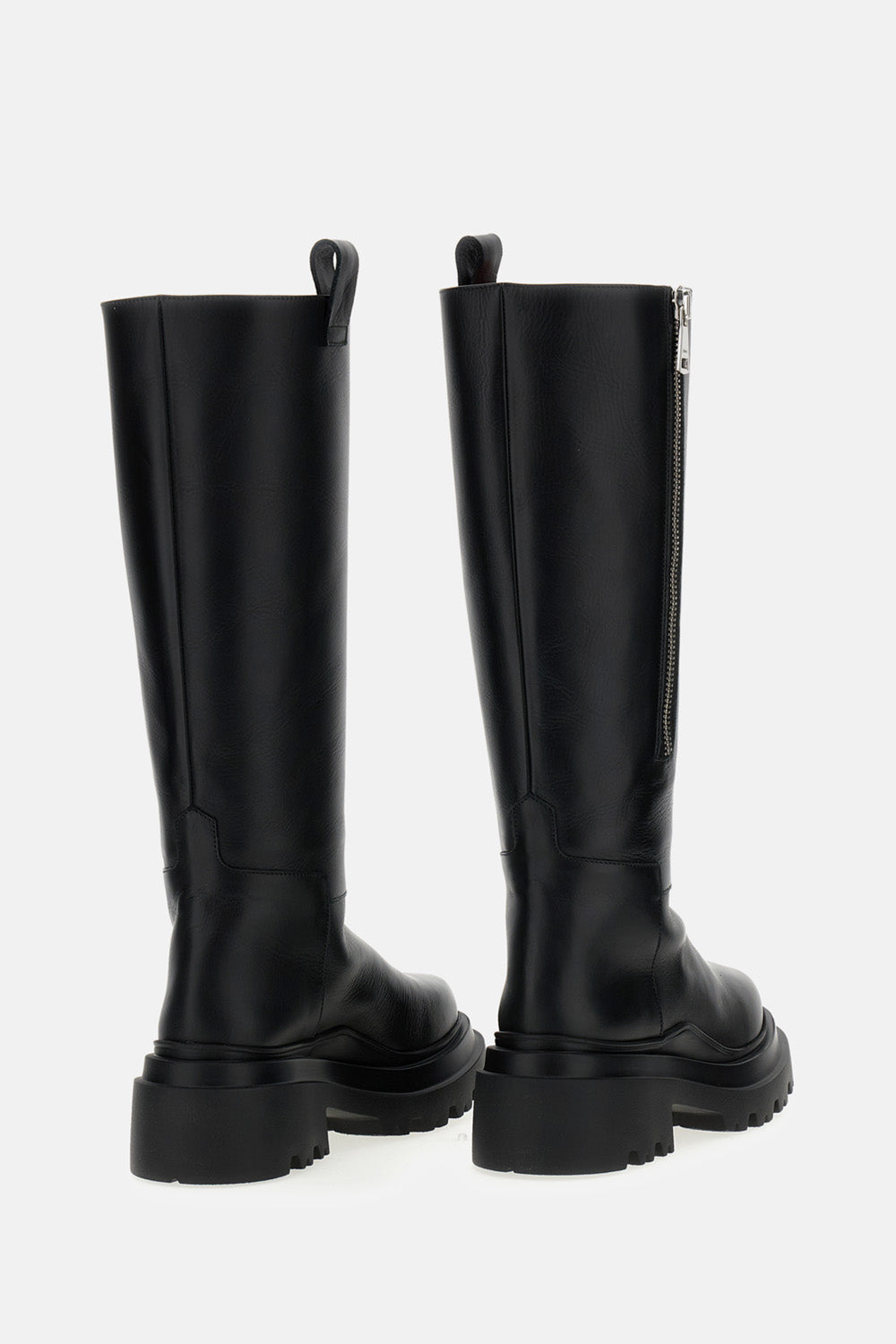 PLAN C Boots Black Calf Leather Metal
