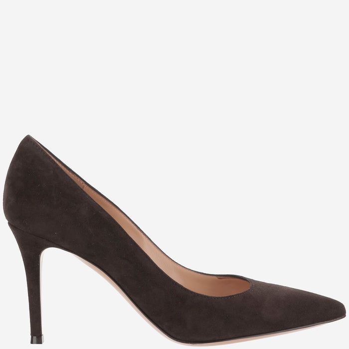 Gianvito Rossi With Heel Marrone Scuro Suede Leather