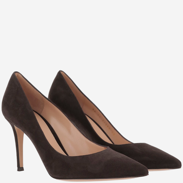 Gianvito Rossi With Heel Marrone Scuro Suede Leather