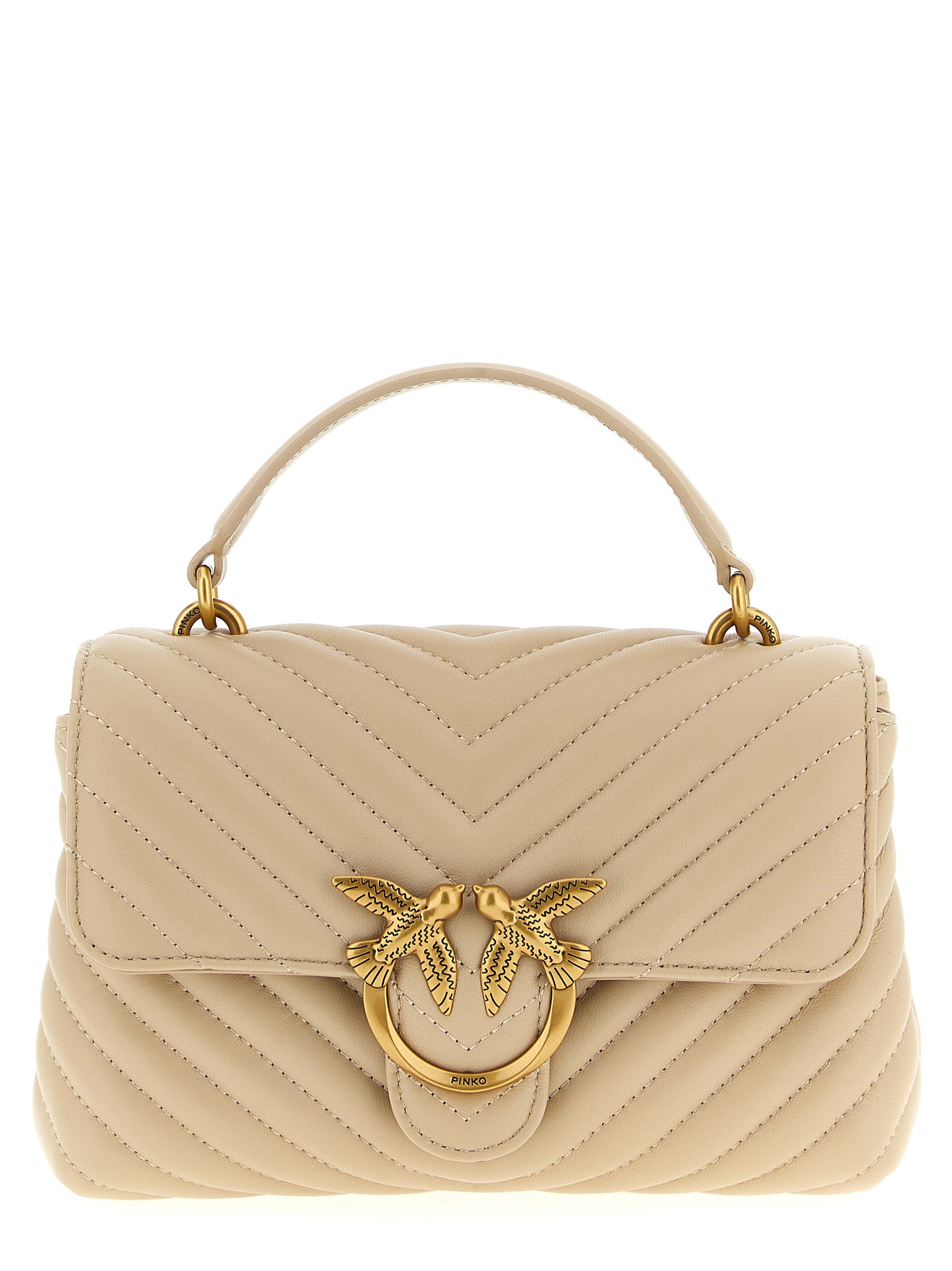 Mini Lady Love Puff Handbag Beige Sheepskin Hand Bags