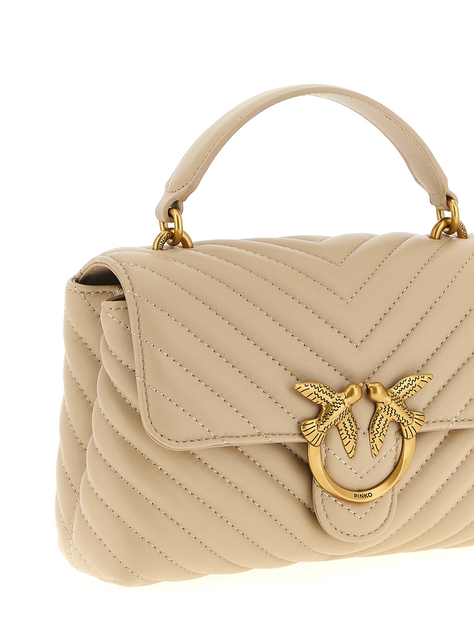 Mini Lady Love Puff Handbag Beige Sheepskin Hand Bags