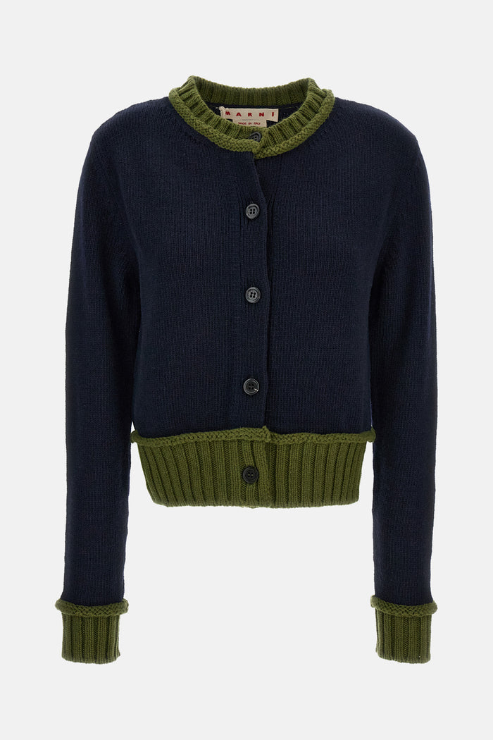 Marni Sweaters Blue Wool Knit Polyamide