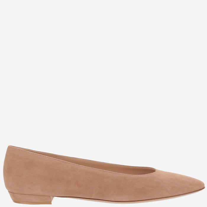 Gianvito Rossi Flat shoes Beige Suede Leather