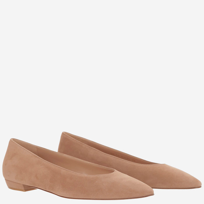 Gianvito Rossi Flat shoes Beige Suede Leather