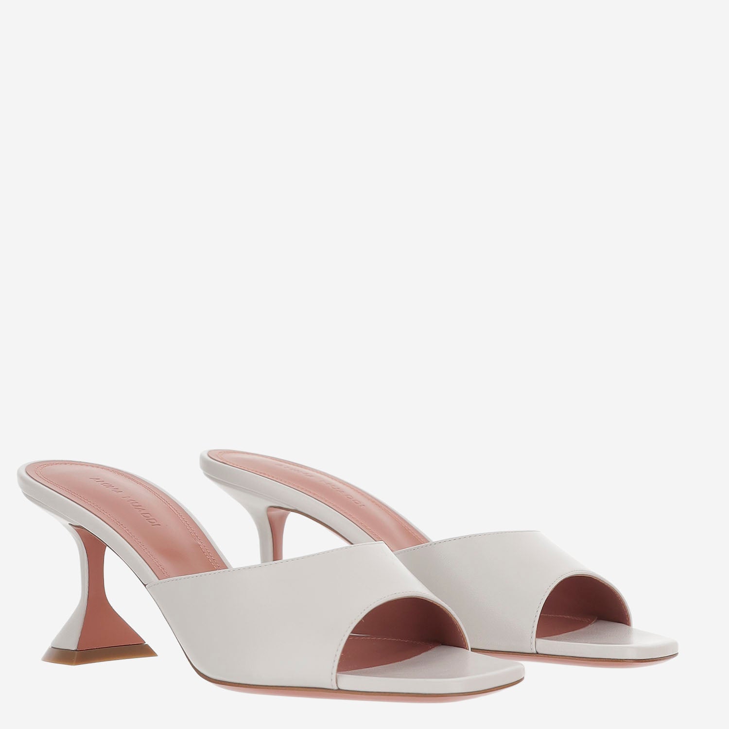 Amina Muaddi With Heel White Pelle