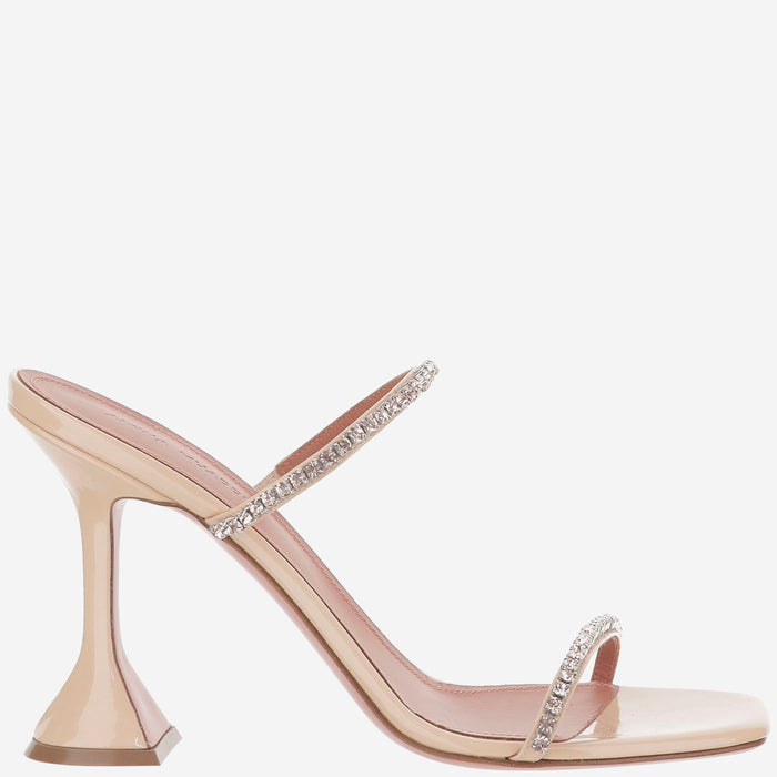 Amina Muaddi With Heel Beige Pelle