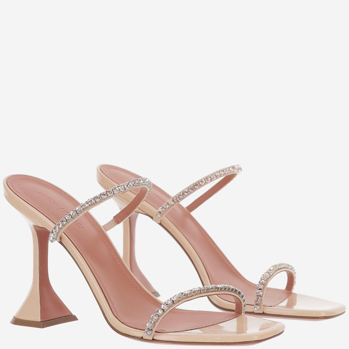 Amina Muaddi With Heel Beige Pelle