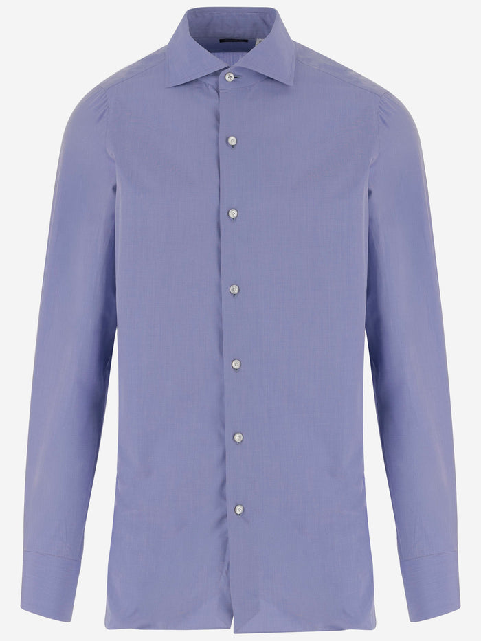 Finamore Shirts Blue Cotone