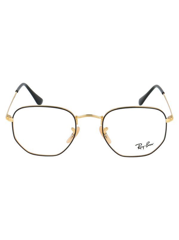 Sunglasses Hexagonal Black On Gold Metal Glasses & Frames