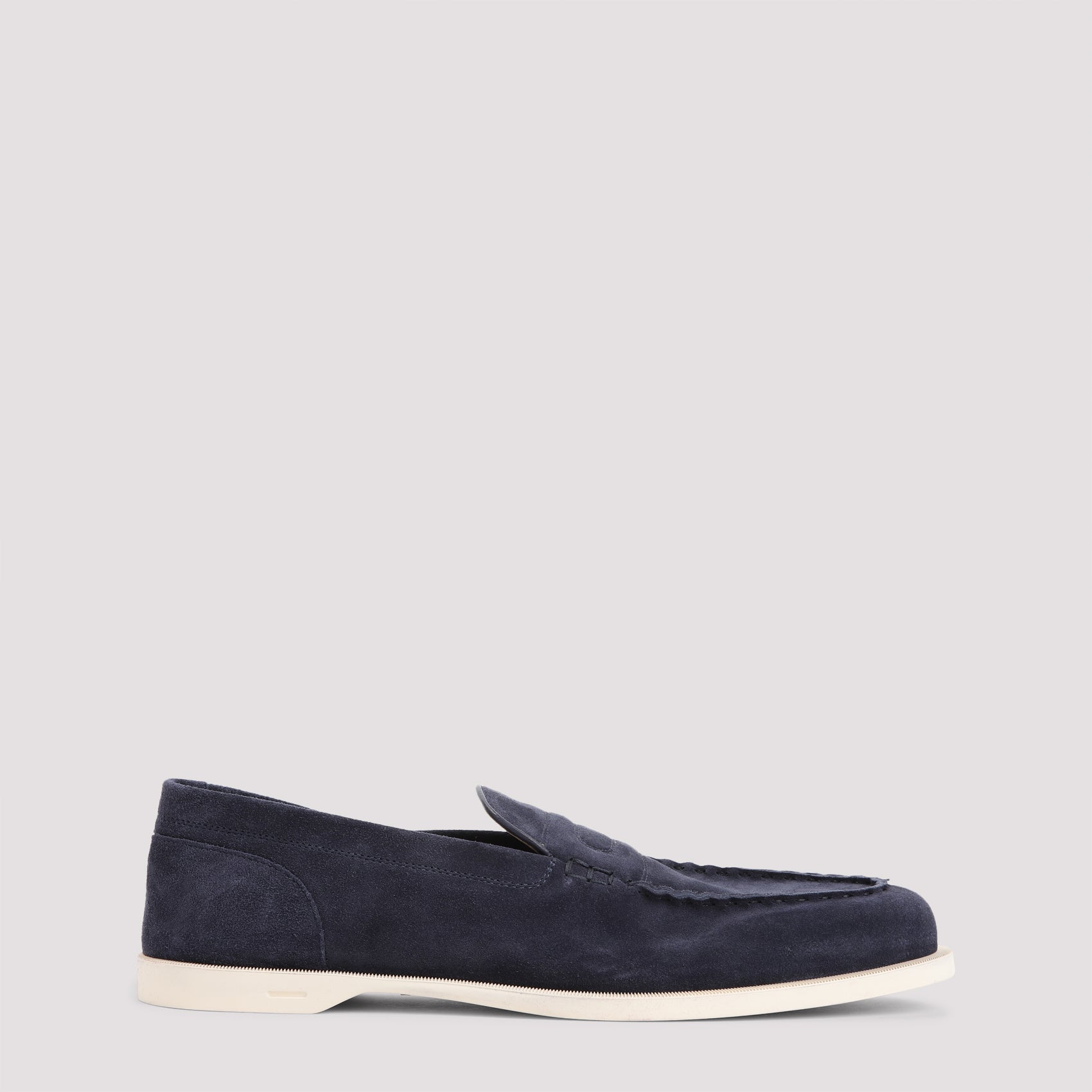 Pace Suede Oval Flexi Loafers Blue Leather Rubber