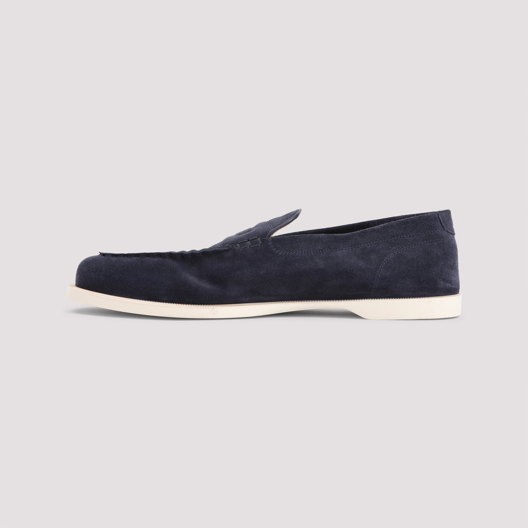 Pace Suede Oval Flexi Loafers Blue Leather Rubber